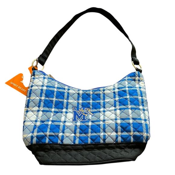 University of Memphis Spirit Ready Plaid Quilted Purse with Embroidered Logo - Picture 1 of 10